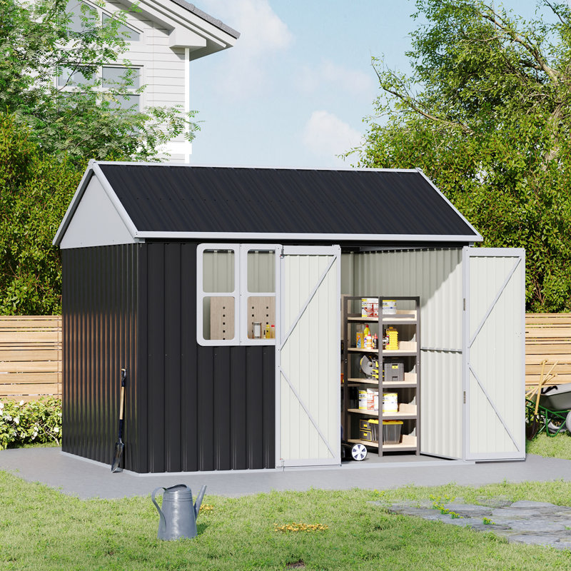  10 ft. W x 8 ft. D Galvanised Steel Steep Slope Tool Shed