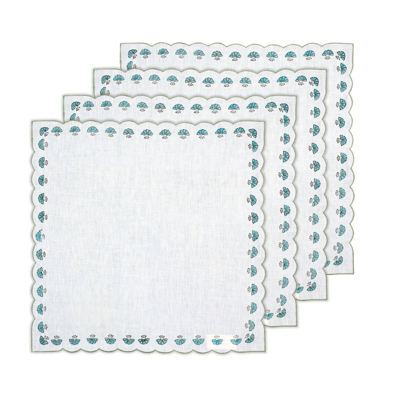 Flowery Border Table Placemat 20x20 Inch, Blue