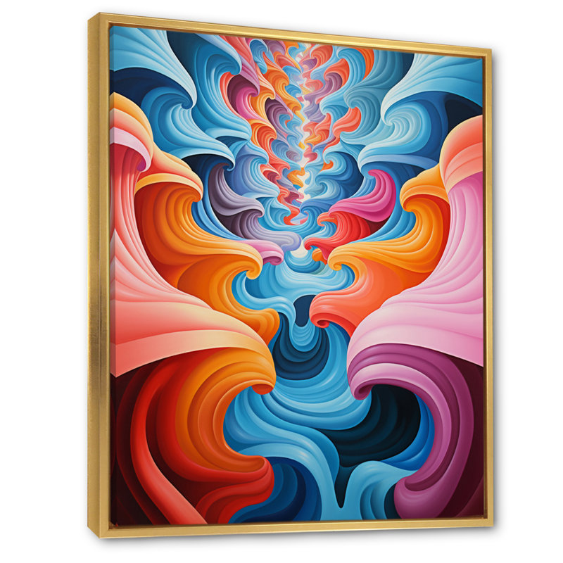 " Op Art Optical Illusions II ", 32" H x 24" W x 1" D, Gold Floater Frame