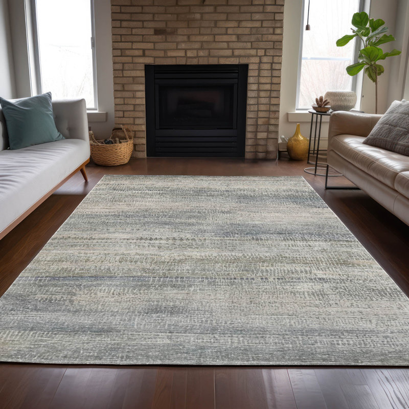 Machine Washable Indoor/Outdoor Xhevrie Linen Rug, Rectangle 10' x 14'