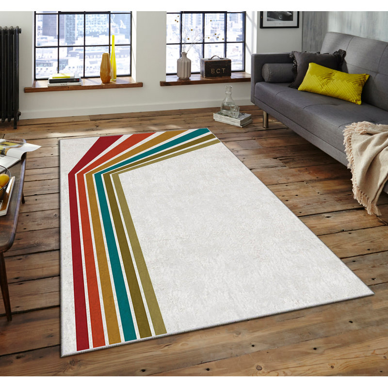 Luxurious Non-Slip Area Rug, 4.0 x 5.9 Feet, 100% Polyester, 740g/m² | Velvet Fabric with Digital Print | Easy-Clean Laminated Sponge Underside, Machine Washable | Perfect for Living Room, Bedroom & Home Decor