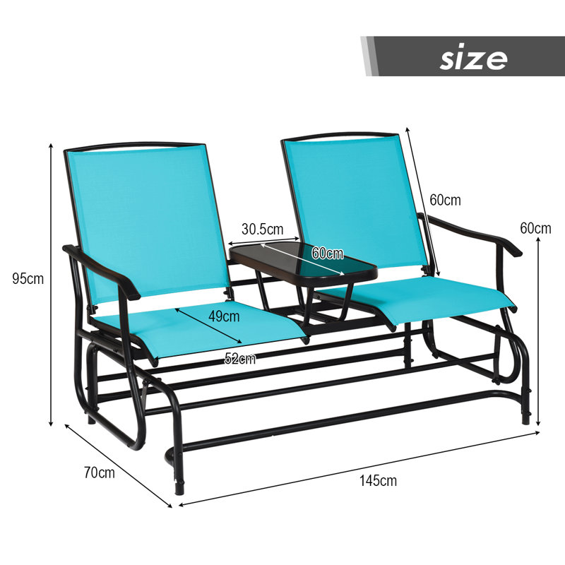 Banc oscillant pour 2 personnes Auyeung, Turquoise