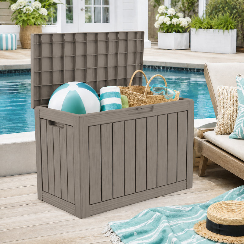 Boîte de livraison verrouillable de 55 gallons pour l'extérieur, coffre de rangement extérieur en résine résistant aux intempéries avec couvercle pour porche, porte d'entrée, patio et trottoir