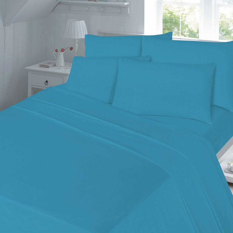 Polycotton Percale 180 Thread Count Valance Sheet, Double, Teal
