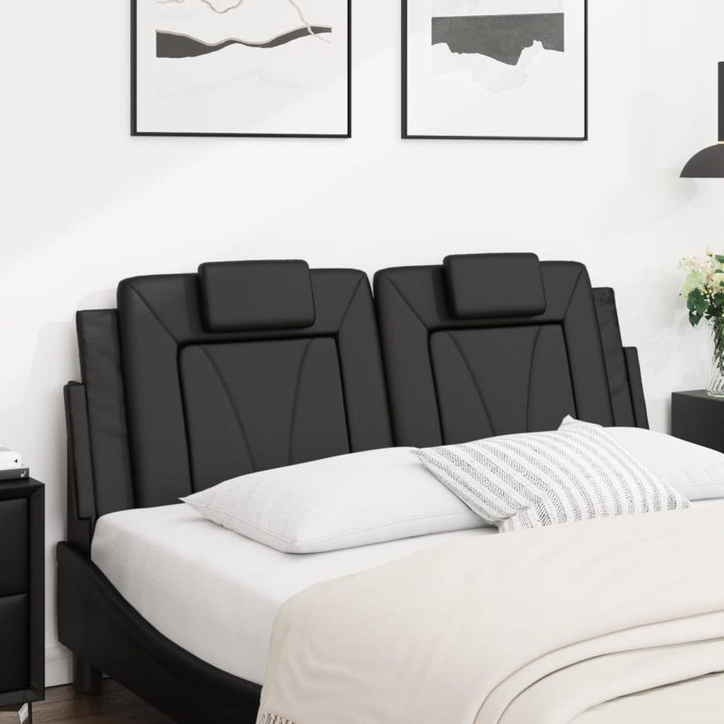 Coussin de tête de lit vidaXL noir, Noir, Grand