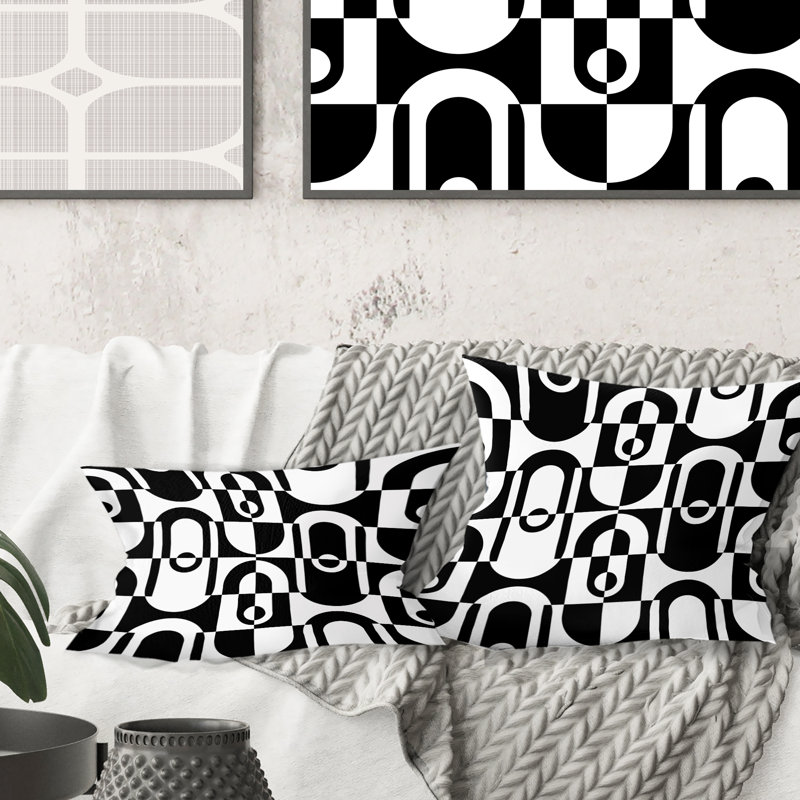 Monochrome Pattern VIII Pillow, 18" x 18"