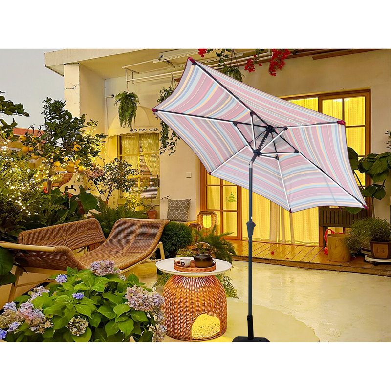 Parasol 9 pi avec lumière rouge et rayures
