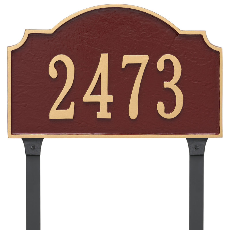 Enseigne d’adresse pour pelouse sur 1 ligne vanderbilt, Sable / Or, Oui