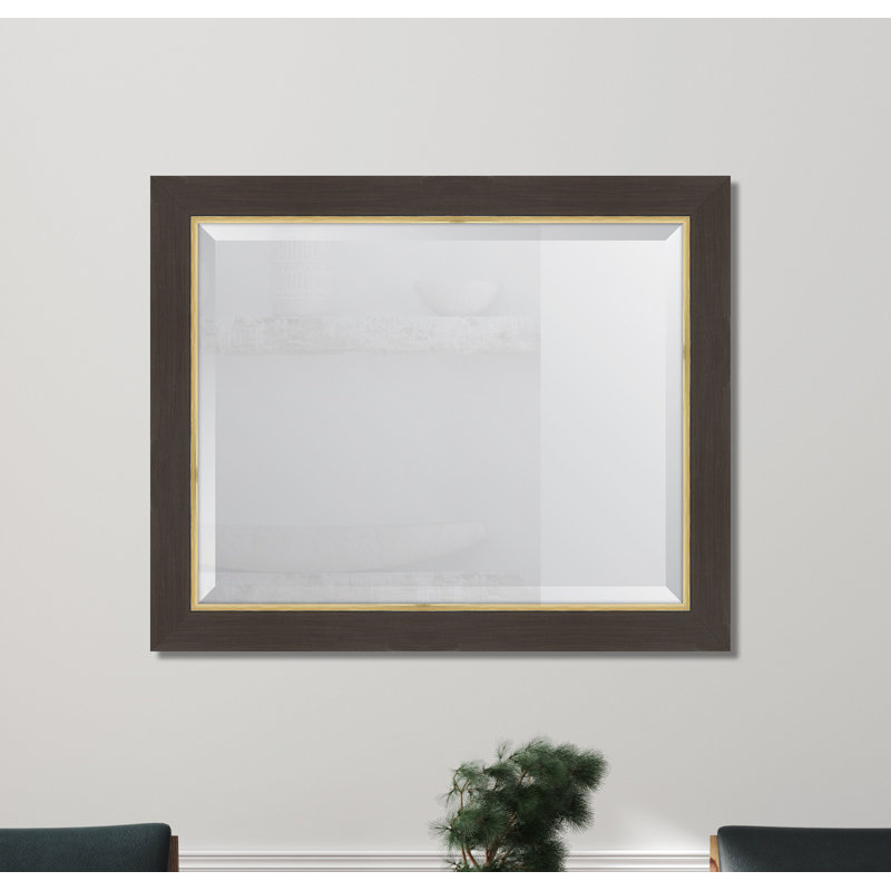 Miroir d’appoint biseauté brizzia, 25 po x 31 po, Brun/doré