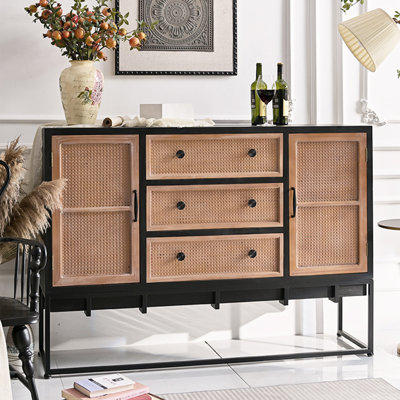 Buffet noir massif et bois manufacturé