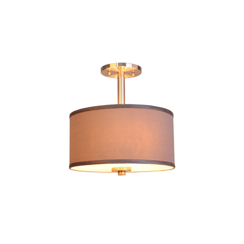 Smeralda Semi Flush Mount, Satin Nickel, Grey, 10.5" H x 11.5" W x 11.5" D