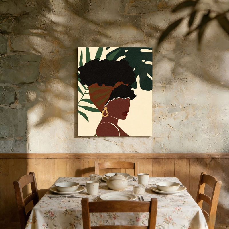«Black Woman Botanical», art mural non encadré, L 36 po x l 24 po