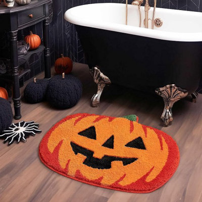 Paquet de 2 tapis de porte citrouille d'Halloween, tapis antidérapant 85 x 59 cm pour la maison et la salle de bain