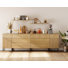 Buffet en bois rosé 94,5 "avec station de charge intégrée, armoire de rangement moderne 4-en-1 pour cuisine, salle à manger