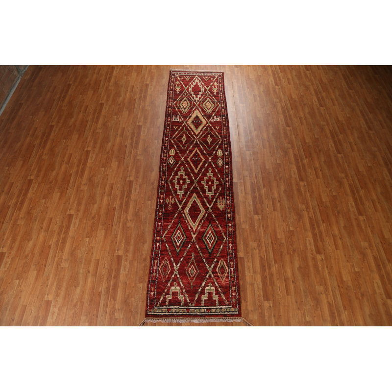 One-of-a-Kind 3'2" X 13'3" New Age Runner Wool Area Rug in