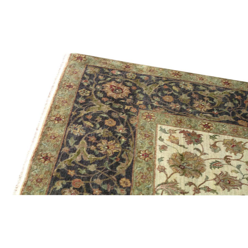 Tapis oriental ivoire / noir / brun en laine tissé à la main 9 pi x 11 pi 10 po Oriental