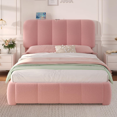 Cloud Upholstered Platform Bed Frame With Storage Drawers And Adjustable Headboard, Charging Station,Soft Rounded Corners, No Box Spring Needed, Easy