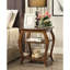 Table d'appoint avec placage en noyer - 2 tablettes à pieds carrés