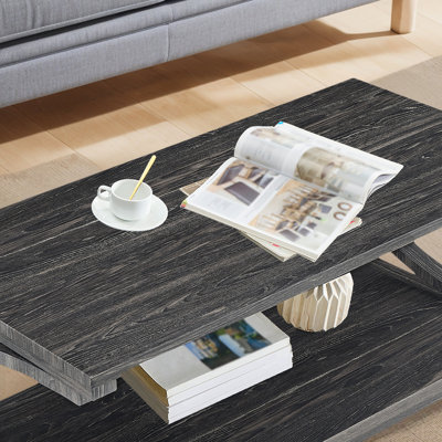 Table basse en bois massif avec rangement