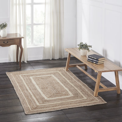 Festive Finds Mulinix Geometric Machine Made Braided Jute/Cotton/Acrylic Area Rug in Natural Cream