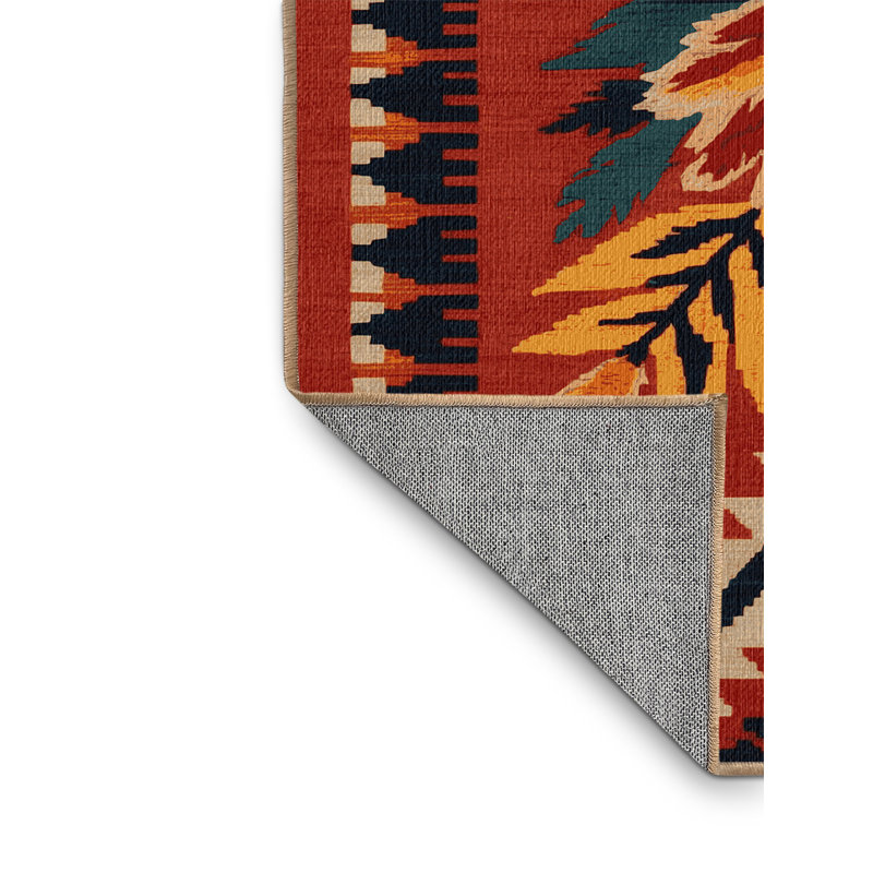  Tapis lavable de style pinceau indien du Sud-Ouest, Rectangle 7 pi x 9 pi