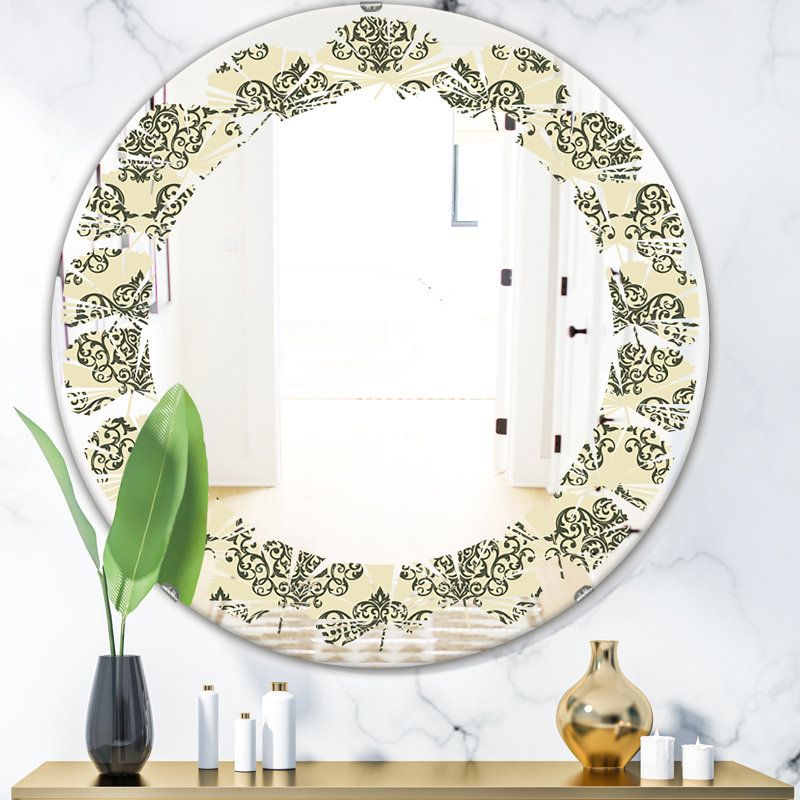 Miroir mural sans cadre en forme de "leave americana" rétro, 23,6 po x 23,6 po