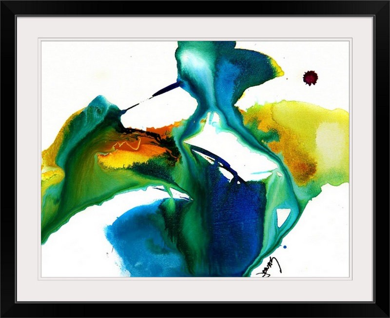 'Flow XVII' Graphic Art Print, 26" H x 32" W x 1" D, Black Framed