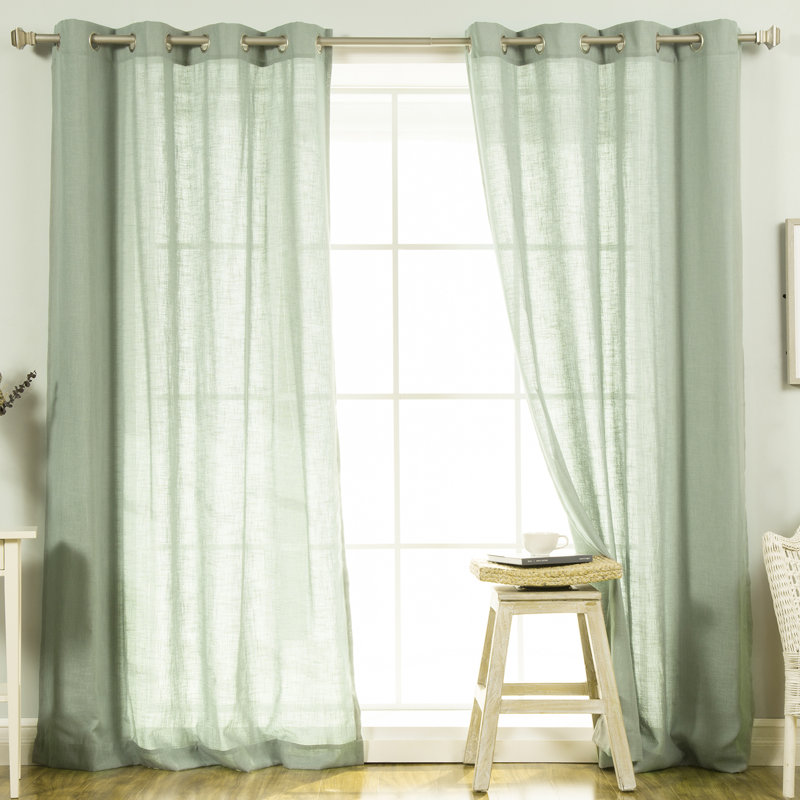 Sickels Semi Sheer Curtain Pair, Spruce Green, 52" W x 96" L