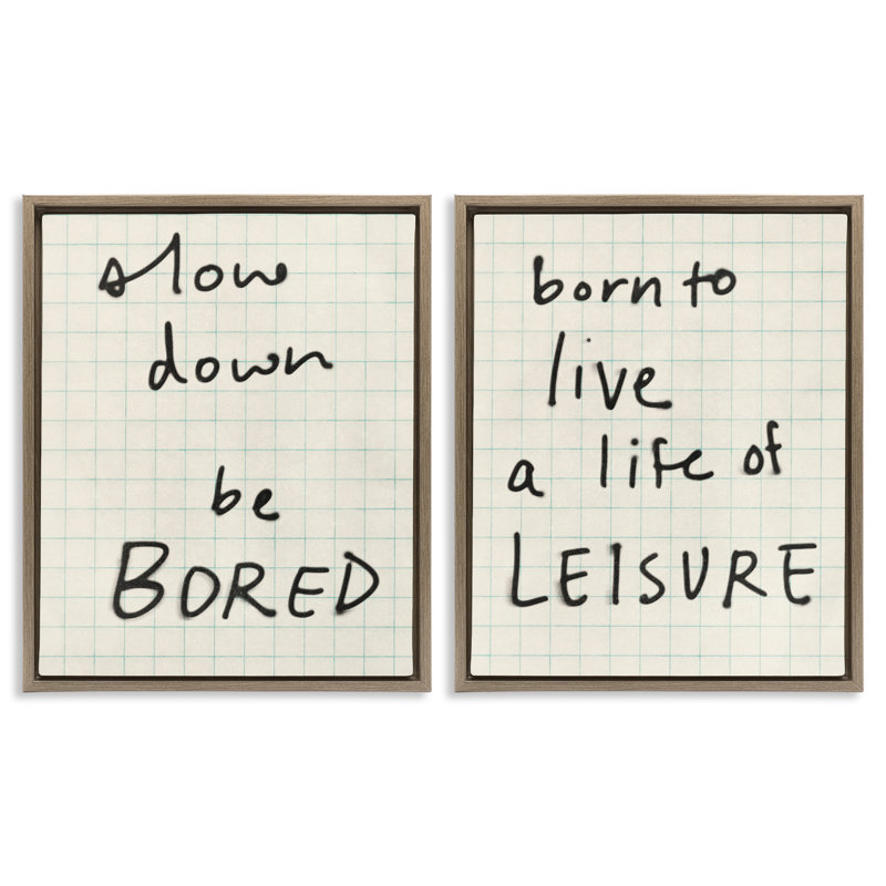 Ensemble de 2 toiles flottantes Leisure Life Be Bored, design par Victoria Barnes, H 31 po x l 25 po