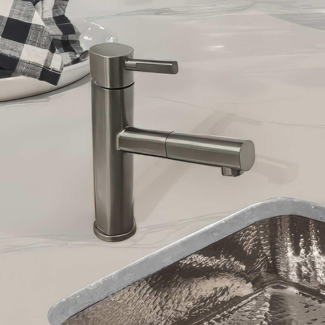 Whitehaus Stainless Steel Single Lever Kitchen Faucet with Pull-Out Head & Stream Mode Whitehaus Collection 