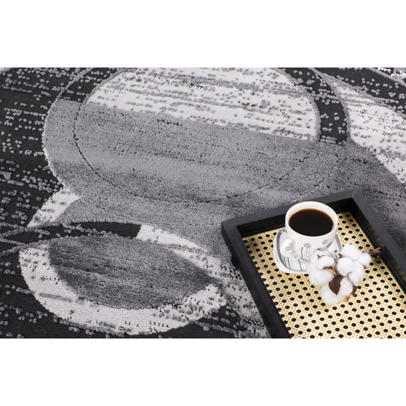 Tapis à motif géométrique transitionnel de la collection Odena, Rectangulaire 2 pi x 3 pi