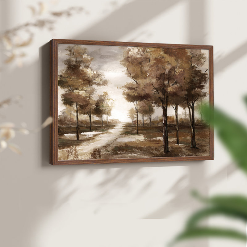 Parc d'automne - reproduction encadrée - réversible, H 8 po x l 10 po, Noyer