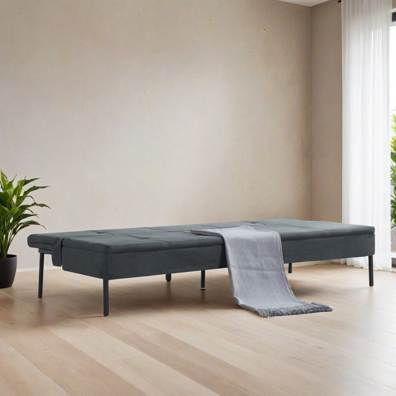 Canapé-lit inclinable convertible de 69,72 po de largeur, Gris foncé