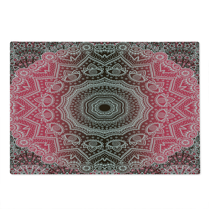 Planche à découper Ambesonne Mandala grande taille rétro ombre bohémien rose vif et brun