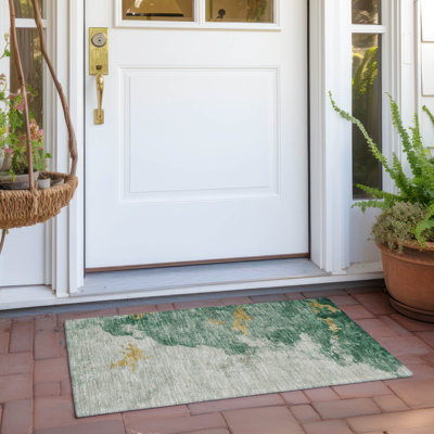 Tapis émeraude intérieur / extérieur lavable à la machine Xhevrie