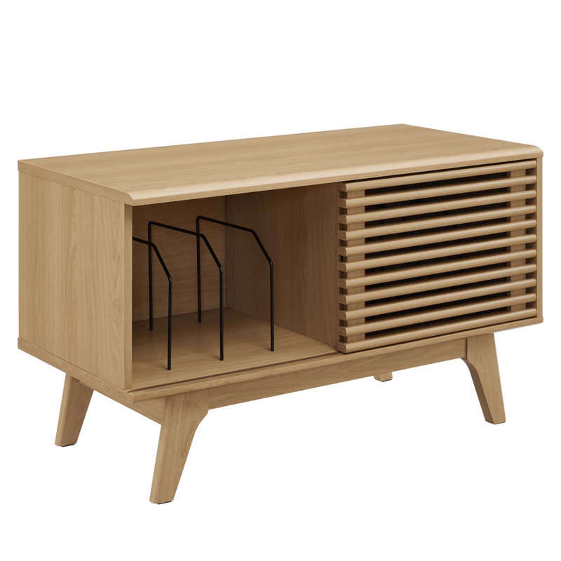 Modway Render Mid-Century Modern Vinyl Record Display Stand, Oak