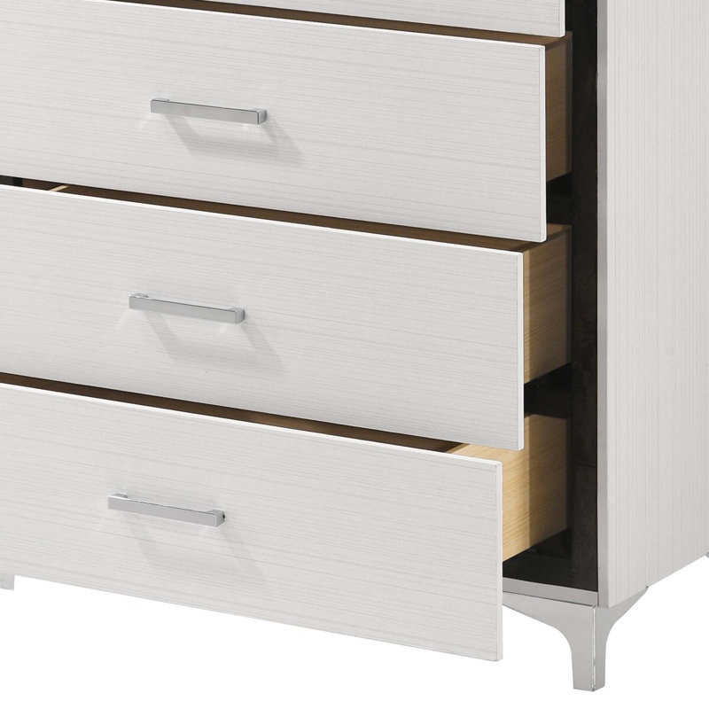 White 5-Drawer Chest with Metal Legs