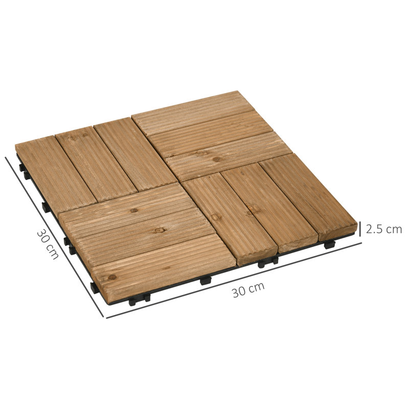 Adarien 30 x 2.5cm Wood Tile, Brown