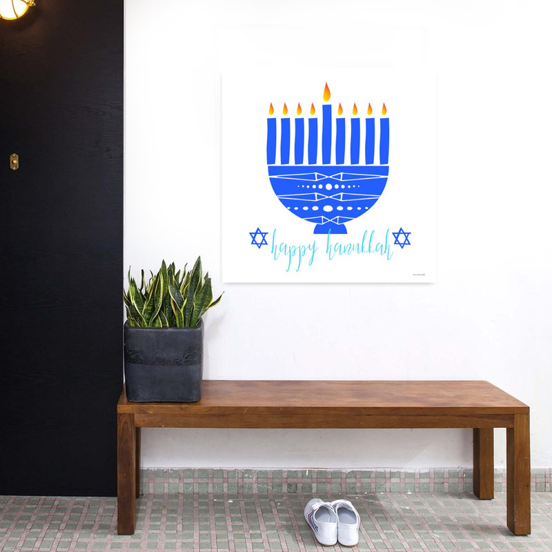 Happy Hanukkah Menorah II, art contemporain abstrait, H 32 po x l 32 po
