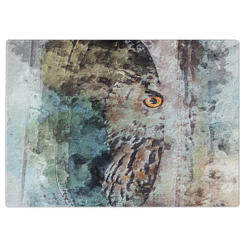 Tempered Glass Peeping Great Horned Owl Chopping Board, 39 cm W x 28.5 cm L