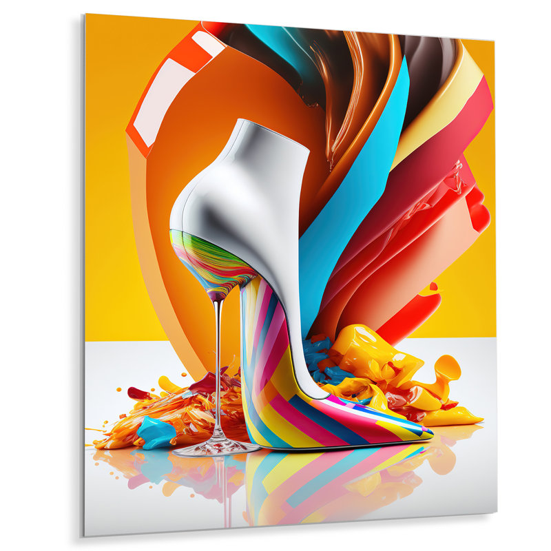 Décoration murale multicolore en verre à talons hauts II - Fashion, H 20 po x l 12 po x P 1 po