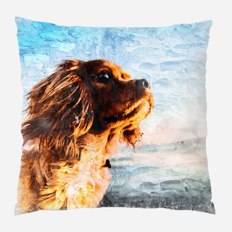 Housse et insert de coussin d'extérieur carré Cuccia Dog, Microsuède, Intérieur