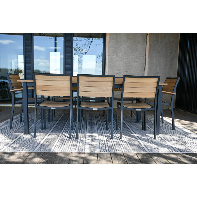 SoHo Teak Aluminum Outdoor Stacking Sidechair, Black
