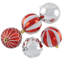 Boules de Noël rayées incassables et incassables - 2,25 po (58 mm) - 60 carats