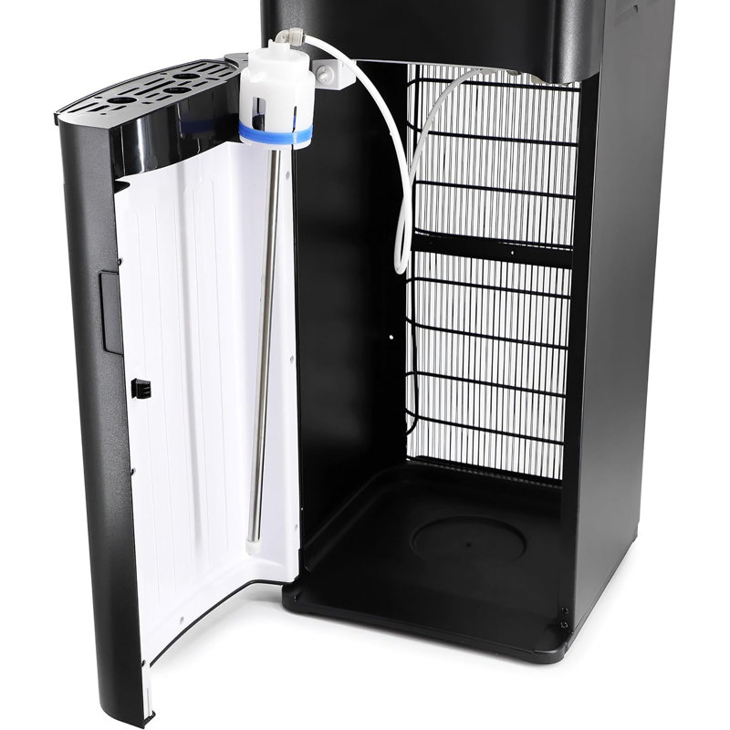 Distributeur d'eau 5 gallons à chargement par le bas avec réglages de température chaude, froide et ambiante, système d'auto-nettoyage UV, verrou de sécurité pour enfants, refroidisseur d'eau en acier inoxydable pour la maison et le bureau