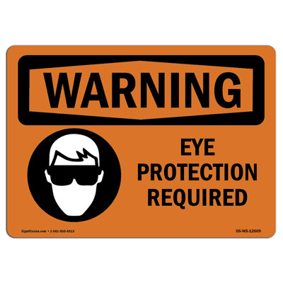 Panneau de protection oculaire requis en aluminium 12 x 18