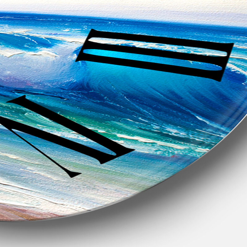 Paysage marin avec lumière du soleil captant une vague - horloge murale nautique et côtière, Grand