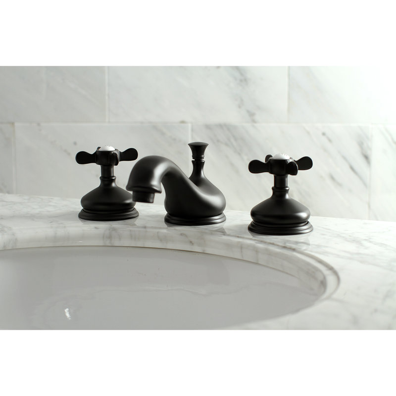 Essex 8-inch Matte Black Brass Wide Bathroom Faucet with Drain