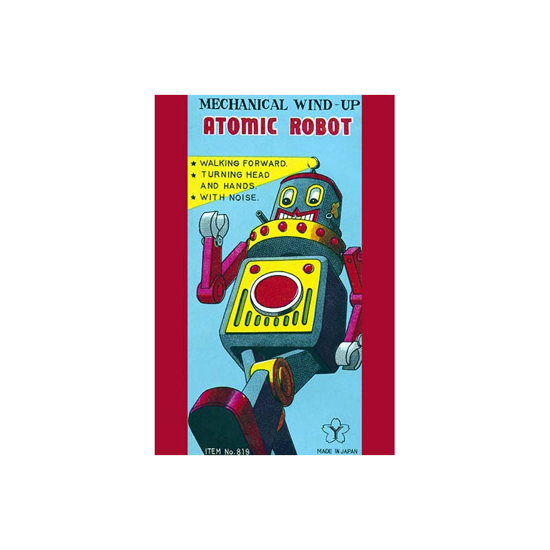 Robot atomique à remontage mécanique-imprimé publicitaire, H 66 po x l 44 po