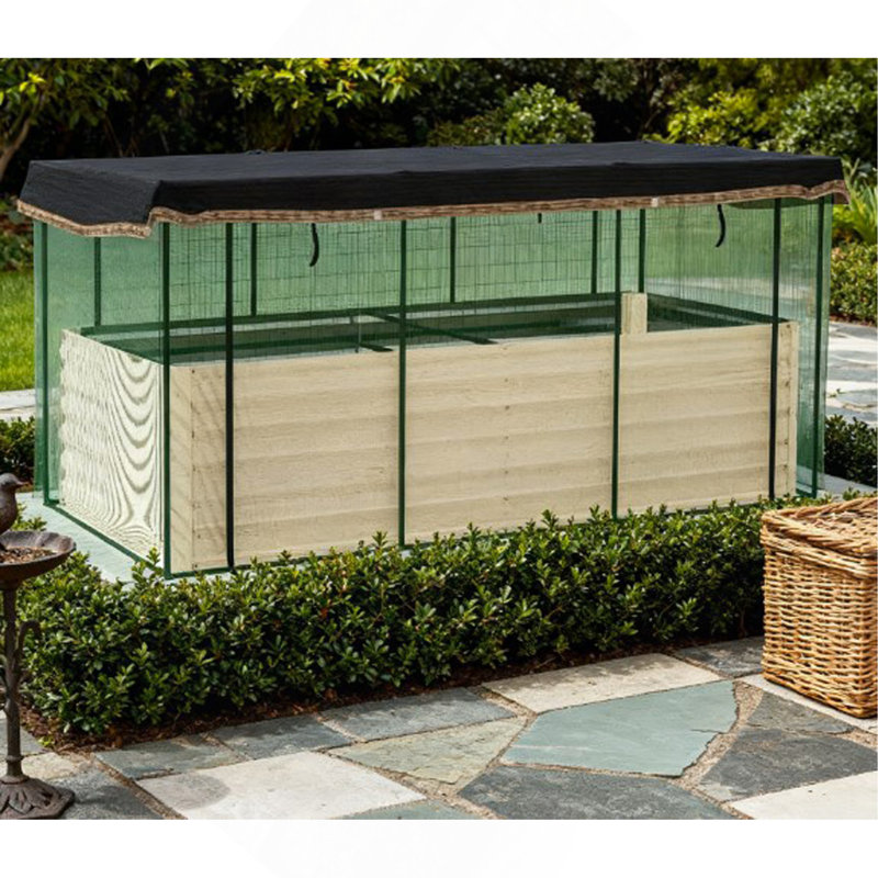 Lit de jardin surélevé pour fleurs, légumes et herbes, boîte à fleurs en acier galvanisé avec cage de culture et toile d'ombrage